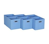 Household Essentials, Light Blue 6 Pack Fabric Storage Bins with Handle