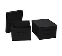 Household Essentials Lot de 2 boîtes de rangement larges en toile avec couvercle, 47 x 38 x 30,5 cm, latte