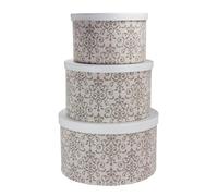 Household Essentials Lot de 3 boîtes à Chapeaux avec couvercles en Similicuir Motif volutes