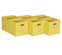 Household Essentials Lot de 6 bacs de rangement en tissu avec poignée, jaune vif