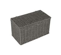 Household Essentials Petit panier en osier tressé à la main avec couvercle Gris