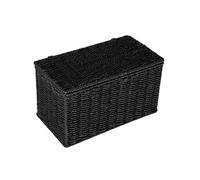 Household Essentials Petit panier en osier tressé à la main avec couvercle Noir