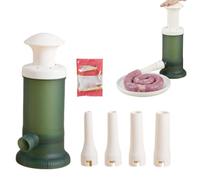 Household Manual Sausage Stuffer Machine,Vertical Sausage Stuffer,with 4 Nozzles & Stainless Steel Build, Homemade Sausage Tools, For Indoor and Outdoor Use (Green)