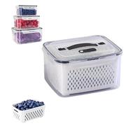 Household Transparent Plastic Food Storage Box-Including Drain Basket, Food Storage Box, Portable Breathable Multifunctional Basin, Suitable for Holding Various Fruits and Vegetable (4150ML)