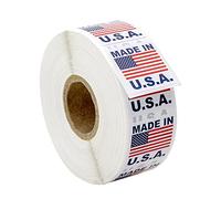 HouseLabels Fabriqué aux États-Unis (pas de timbres postaux) (2,5 x 2,5 cm) | Étiquettes autocollantes pré-imprimées, 1000 étiquettes par rouleau, 1 rouleau