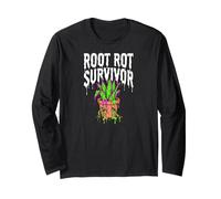 Houseplant Lover Root Rot Survivor Funny Gardening Slogan Manche Longue