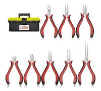 HOUSERAN Jeux de pinces à bijoux 12cm - Jeu de 5 mini-pinces rondes à ressort pour la fabrication de bijoux Mécanisme à ressort Poignées antidérapantes Idéales pour le pliage de fil