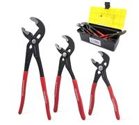 HOUSERAN Lot de pinces multiprises 186 mm/248 mm/305 mm avec poignées rouges confortables, pince à robinetterie avec rainure et ressort pour réparations domestiques, poignées, écrous, vis, tuyaux et