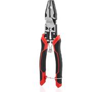 HOUSERAN Pince combinée avec dénudeur de fil et sertissoir, 21 cm - Chargement à ressort avec verrou de sécurité, pince de 5-en-1 pour ligneur pour couper, sertir, dénuder