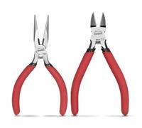 HOUSERAN Set de 2 Pinces, Pince à Bec Long 13 cm & Pinces Coupe-Fil, Mini Pinces à Ressort et Ciseaux à Coupe Ras pour Artisanat, Cintrage, Découpe de Fil, Attaches Câbles, Électronique