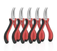 HOUSERAN Set de 5 Mini Pince à bec courbé - Pince Plate et Plate pour Bijoux, Électronique et Travaux Précis