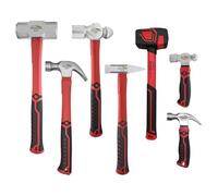 HOUSERAN Set de 7 Marteaux Professionnels en Acier Forgé avec Manche Anti-Dérapant - Marteau à Panne Fendue, Rivoir, Massette, Maillet Caoutchouc pour Bricolage et Travaux