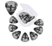 Houses of Parliament Lot de 12 médiators en celluloïd, 3 épaisseurs différentes pour basse, guitares acoustiques, électriques, ukulélé, cadeau pour homme et femme (0,46 mm, 0,71 mm, 0,96 mm)