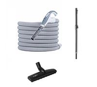 HouseVac Kit d'accessoires de nettoyage : un tuyau d'aspiration central, 12 m, un tube télescopique avec clip, une brosse double fonction pour tapis et parquet