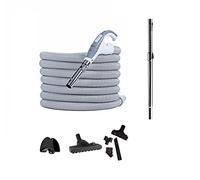 HouseVac Kit d'accessoires pour aspirateur central, 8 pièces, tuyau d'aspiration (10,5 m) avec poignée, tige télescopique, buse de sol commutable, suceur plat, kit de qualité supérieure pour un