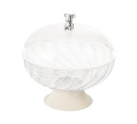 HouseVibe Bol à fruits sur pied avec couvercle - Bol de service décoratif transparent avec trous de drainage et plateau amovible pour légumes, pain, collations, fête, mariage - Transparent