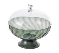 HouseVibe Bol à fruits sur pied avec couvercle - Bol de service décoratif transparent avec trous de drainage et plateau amovible pour légumes, pain, collations, fête, mariage - Vert