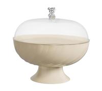 HouseVibe Bol à fruits sur pied avec couvercle - Bol de service décoratif transparent avec trous de drainage et plateau amovible pour légumes, pain, collations, fête, mariage - Crème