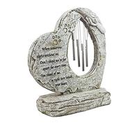 HouseVibe Pierre commémorative en forme de cœur avec carillon à vent pour chien ou chat Pierre tombale Pierre tombale Jardin Monument Perte d'animal de compagnie Cadeau
