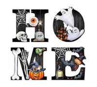 HouseVibe Plaque de Porte Halloween à Suspendre, Décoration Murale en Bois « Home » pour Porte d'Entrée, Fête, Salon