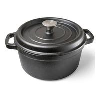 HOUSLUX Cocotte en fonte - 26 cm - 5,1 l - Avec couvercle - Induction - Pour la cuisine - Noir