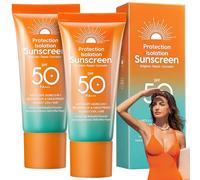 HOUSN 2 Pièces Creme Solaire Visage SPF 50+, Protection UV Intensive Sunscreen, Anti-Âge & Hydratante à l'Acide Hyaluronique, Résistante à l'Eau Sunsreen, 100g