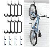 Housolution Crochets de Vélo à Visser, 8" pour mur et Plafond, [8PC] Capacité de Chargement 75 LBS avec Revêtement Antidérapant, Crochets de Rangement de garage Robustes pour Vélo, Chaise Pliable