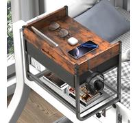 Housolution Étagère de Lit Superposé 2 Niveaux pour Lits Hauts - Avec Tiroir en Tissu, Fente pour Tablette et Range-Câbles - Idéal pour Dortoirs, Petits Espaces et Chambres Étroites