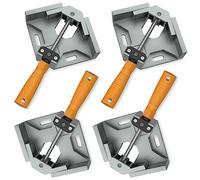 Housolution Étau d'angle, [4 PCS] Etau d'Angle 90°en Alliage d'Aluminium, Pince à Angle Droit Outil de Serrage avec Poignée, Porte-étau avec Mâchoire Pivotante Réglable - Gris Argenté