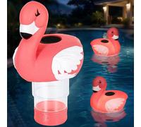 Housolution Flotteur Solaire de Chlore Piscine, Distributeur Flottant à Lumière, Convient Tablettes 4x3in,Libération Réglable,Ouverture Facile & Anti-Enfoncement,Flotteur Piscine Jacuzzi Spa,Flamingo