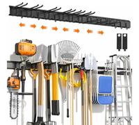 Housolution Lot de 18 organiseurs d'outils de jardin robustes de 163 cm | Charge maximale de 258,5 kg, système de rangement d'outils de garage, 4 rails avec 12 crochets réglables, support mural pour
