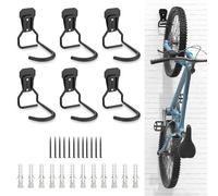 Housolution Lot de 6 Crochets Vélo, Supports de Cintre de Vélo en Fer, Support Mural de Rangement pour Vélos Robuste en Forme de L, Support Vertical de Vélo Pratique pour Maison Garage, Noir