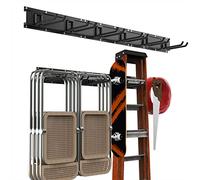 Housolution Lot de 9 organiseurs d'outils de jardin robustes de 122 cm | Charge maximale de 119,7 kg, 3 rails avec 6 crochets réglables, système de rangement d'outils de garage, support mural pour