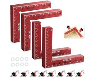 Housolution Pince à Angle Droit, 4PCS Étau d'Établis à 90 Degrés Type L pour Travail du Bois, 14 x 14 cm Presses d'Angles Serre-Joints pour Fixation Rapide du Cadre de Photo Colliers de Coin - Rouge