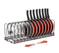 Housolution Rangement Poele et Casserole pour Tiroir Cuisine, Range Couvercle avec 14 Compartiments Réglables, Porte Casseroles Rangement Couvercle Casserole pour Cuisine, Bronze