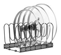 Housolution Rangement Poele et Casserole pour Tiroir Cuisine, Range Couvercle avec 7 Compartiments Réglables, Porte Casseroles Rangement Couvercle Casserole pour Cuisine, Noir