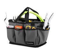 Housolution Sac Fourre-tout de Jardinage, Sac de Rangement d'Outil de Jardin de Luxe et Organisateur à la Maison avec des Poches, Résistant à l'Usure et Réutilisable - Noir+Gris