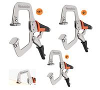 Housolution Serre-Joint en Forme de C, [3 PCS] Kit de Pince-Étau Robuste de 6", 9" et 11", Outil de Serrage Antirouille pour Menuiserie de Bricolage dans la Maison ou l'Atelier - Bleu + Jaune