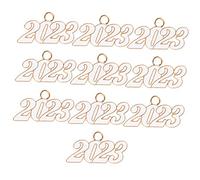Housoutil 10 Pièces 2023 pendentif numéro pendentifs pour la fabrication de bijoux bijou goodies noel 2023 chiffres charmes Faire des charmes à faire soi-même alliage Golden