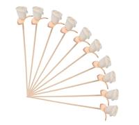 Housoutil 10 Pièces Bâtonnets Diffuseurs en Rotin Naturel avec Décor Fleur Rose pour Diffuseur Parfum sans Flamme, Absorption Rapide et Diffusion D'arôme, pour Bureau et Chambre