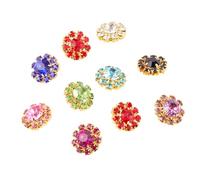 Housoutil 10 pièces Boutons Strass Colorés avec Tige Décoration Fleur Solaire pour Couture et Embellissements DIY Vêtements Couleur Aléatoire Couleur Aléatoire