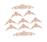 Housoutil 10 Pièces Lot de Appliques Sculpté Non Peintes Décorations Dangle Massif pour Meubles Portes Darmoire Muraux et Projets DIY Compatible Universellement Finition à Personnaliser