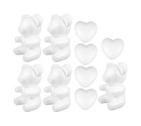 Housoutil 10 Pièces Modèle en Mousse Polystyrène 20 CM Ours 10 CM Cœur Décoration Artisanale Saint-Valentin Fournitures Loisirs Créatifs Moule D’Ours et Cœur pour Composition de Fleur