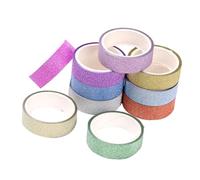Housoutil 10 pièces Ruban Adhésif Décoratif Pailleté Masking Tape Coloré Brillant pour Bricolage Cadeau Scrapbooking et Fournitures de Fête