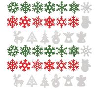 Housoutil 100 Flocons de Neige en Bois Brut pour Loisirs Créatifs - Décorations de Noël à Découper - Motifs Cartoon - Rondelles Bois 5 CM - Kit 100 Pièces pour Sapin et Décorations