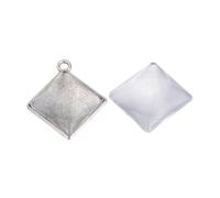 Housoutil 100 Pièces Accessoires Décoratifs Alliage Supports Carrés Créatifs pour Décoration Murale Set de Base Carrée Bases Patches