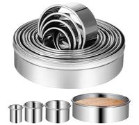 Housoutil 12 Cercles à Pâtisserie en Acier Inoxydable INOX Tailles Variées Coffret de Rangement Inclus Moules à Muffins et Tartes Polyvalents pour Pâtisserie Maison et Desserts Gourmands