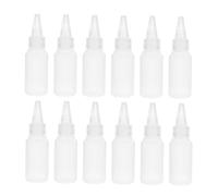 Housoutil 12 pièces Lot de Flacons Applicateurs de Colle Transparents Plastique Souple Bouteilles Rechargeables avec Embouts Précision pour Bricolage Peinture et Usage Industriel