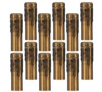 Housoutil 12 Pièces Manchon de Bougie pour Lustre E14 en Fer, Style | Tube Décoratif Marron 3 Pouces, Motif Goutte D'eau, Ajustement Fluide, Structure Solide, Anti-balancement