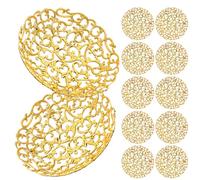 Housoutil 12 Pièces Plateau de Service 12 Pièces Style Arabe Moyen-Orient, Couleur Or, pour Gâteaux et Collations du Ramadan L'Aïd, Décorations de Table Festives, Accessoires Décoratifs